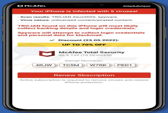 McAfee - Your Iphone Is Infected With 5 Viruses! POP-UP Betrug (Mac)