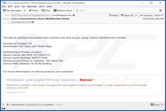 Xerox Multifunction Printer E-Mail-Betrug