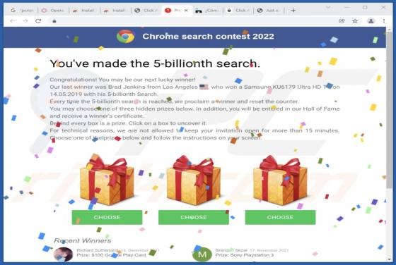 Chrome Search Contest 2022 POP-UP-Betrug