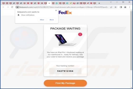 FedEx PACKAGE WAITING POP-UP-Betrug