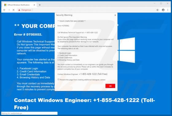 Your Computer Was Locked POP-UP Betrug