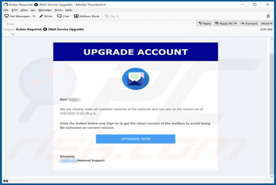 Upgrade Account Email Betrug