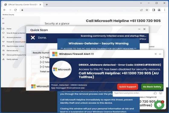 DRIDEX..Malware detected - Error Code: DXRW2:#19X80XD POP-UP Betrug