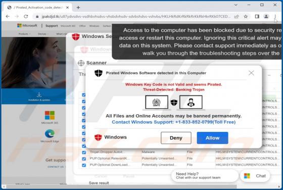 Pirated Windows Software Detected In This Computer POP-UP Betrug