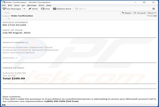 Windows Defender Subscription E-Mail-Betrug