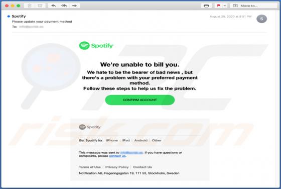 Spotify E-Mail-Betrug