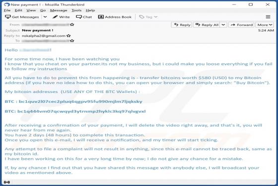 I Know That You Cheat On Your Partner E-Mail-Betrug