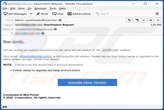 We Are Closing All Mailbox Users E-Mail-Betrug