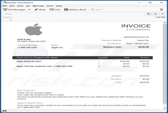 Apple Invoice E-Mail-Betrug