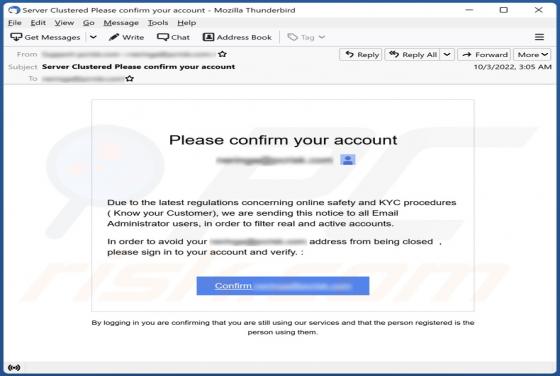 Please Confirm Your Account E-Mail-Betrug