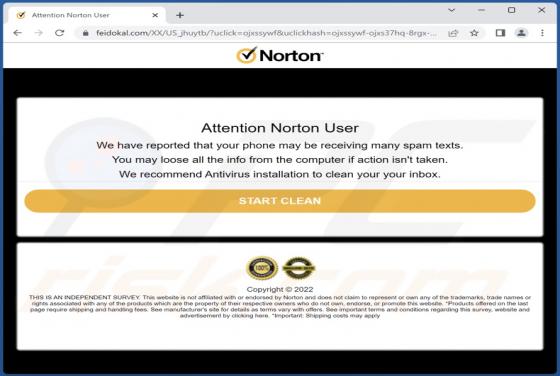 Norton - Your Phone May Be Receiving Many Spam Texts POP-UP Betrug