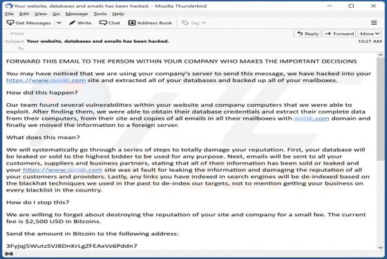 We Are Using Your Company's Server To Send This Message E-Mail-Betrug