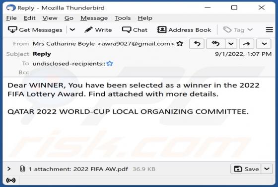 2022 FIFA Lottery Award E-Mail-Betrug