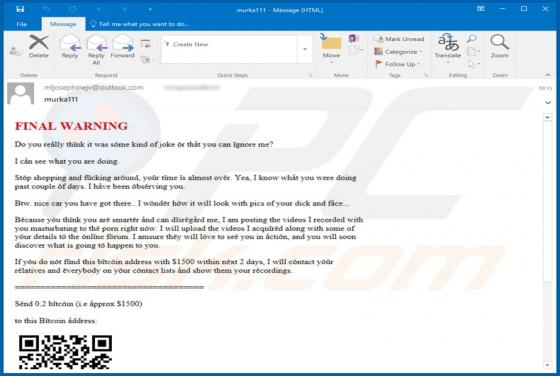 Final Warning E-Mail-Betrug