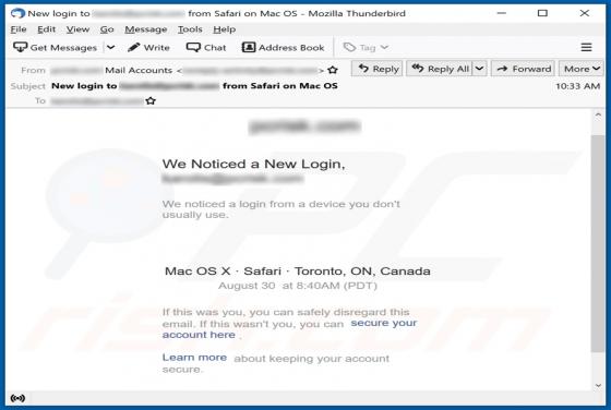We Noticed A Login From A Device You Don't Usually Use E-Mail-Betrug