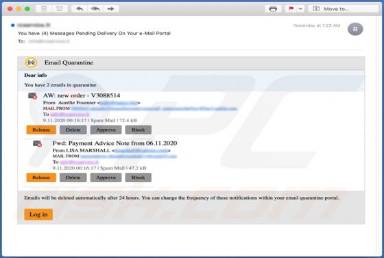 Email Quarantine Betrug