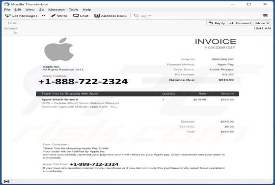 Thank You For Shopping With Apple E-Mail-Betrug