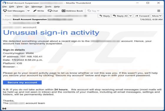 Unusual Sign-in Activity E-Mail-Betrug