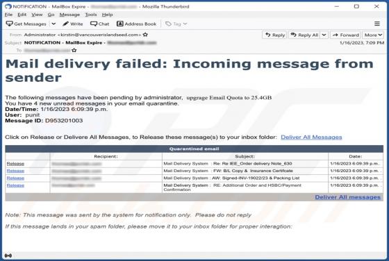 Mail Delivery Failed E-Mail-Betrug