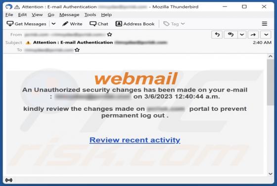 Webmail Security Changes E-Mail-Betrug
