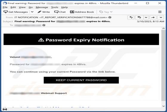 Password Expiry Notification E-Mail-Betrug