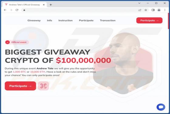 Andrew Tate Crypto Giveaway Betrug