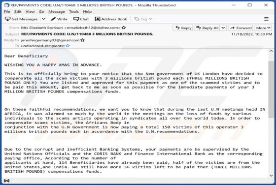 Scam Victim Compensation Funds E-Mail-Betrug