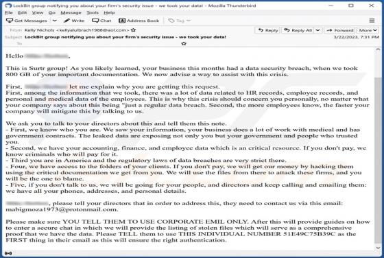 Security Breach - Stolen Data E-Mail-Betrug