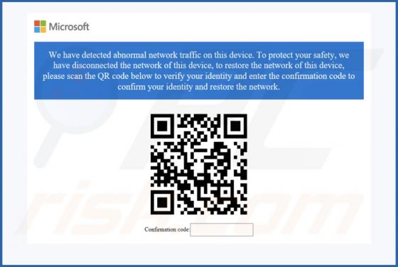 Abnormal Network Traffic On This Device POP-UP-Betrug