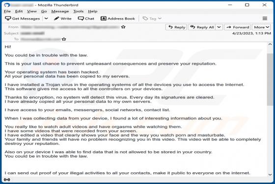 You Could Be In Trouble With The Law E-Mail-Betrug