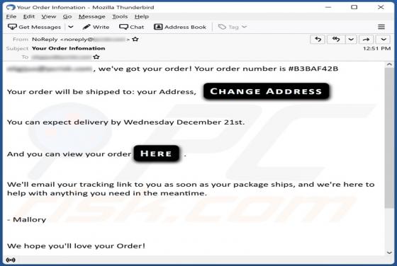 Order Information E-Mail-Betrug