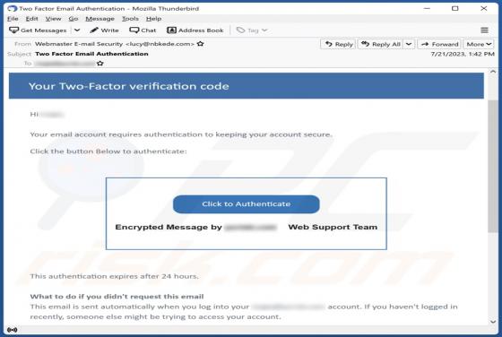 Two-Factor Verification E-Mail-Betrug