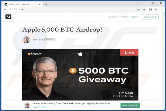 Apple Crypto Giveaway POP-UP-Betrug