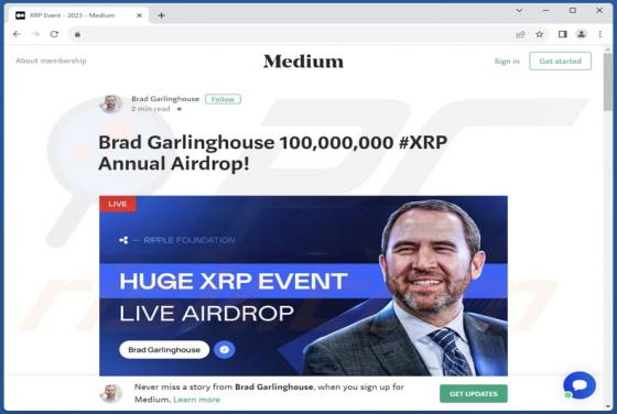 Brad Garlinghouse Crypto Giveaway POP-UP-Betrug