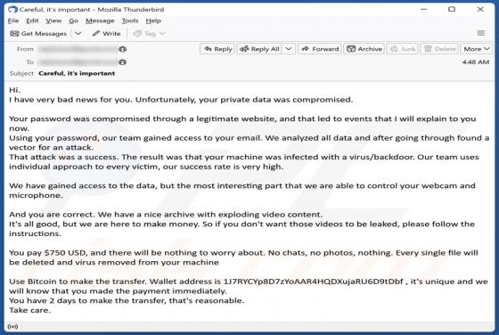 Password Was Compromised Through A Legitimate Website E-Mail-Betrug
