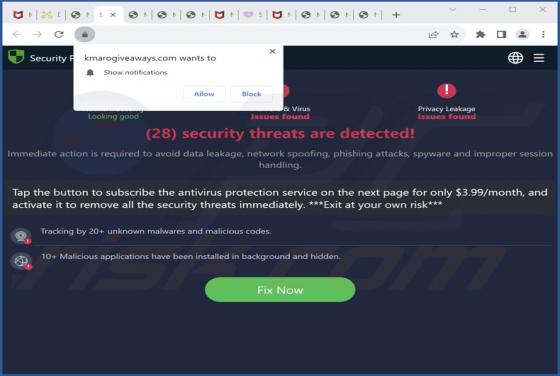 Security Protection Center POP-UP-Betrug