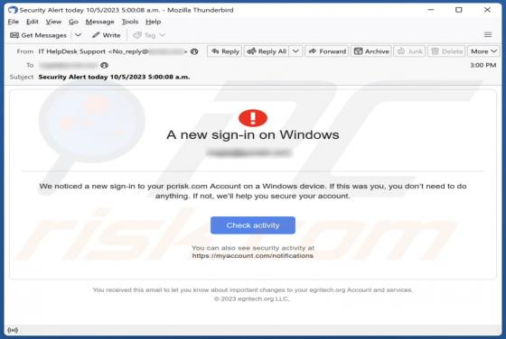 A New Sign-In On Windows E-Mail-Betrug
