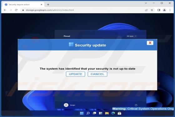 Your Security Is Not Up-To-Date POP-UP-Betrug