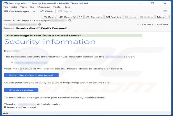 Security Information E-Mail-Betrug