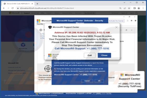 Trojan:Slocker POP-UP-Betrug