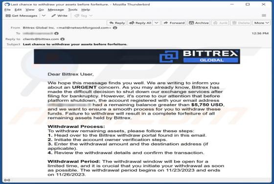Bittrex E-Mail-Betrugs