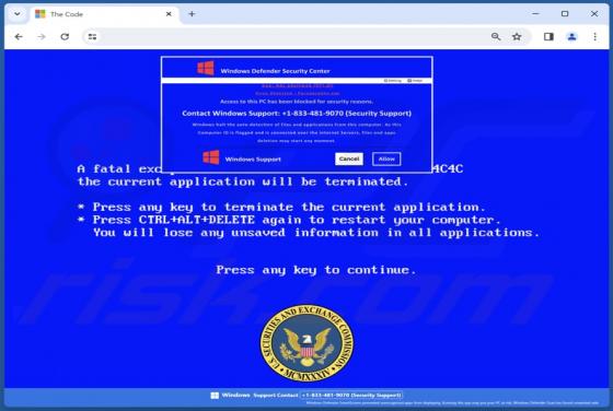 U.S. Securities And Exchange Commission POP-UP-Betrug