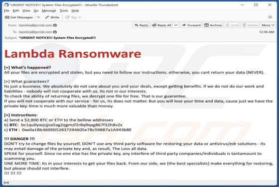 Lambda Ransomware E-Mail-Betrug