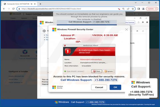 A Malicious Item Has Been Detected! POP-UP Betrug