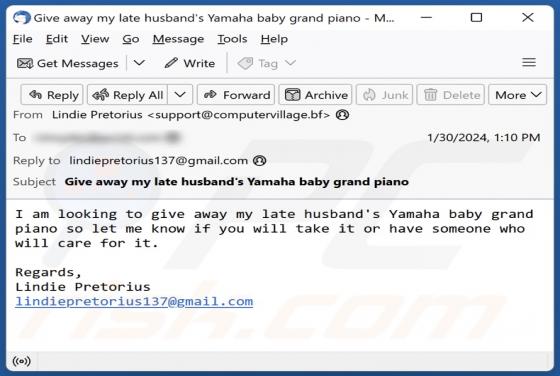 Yamaha Baby Grand Piano E-Mail-Betrug