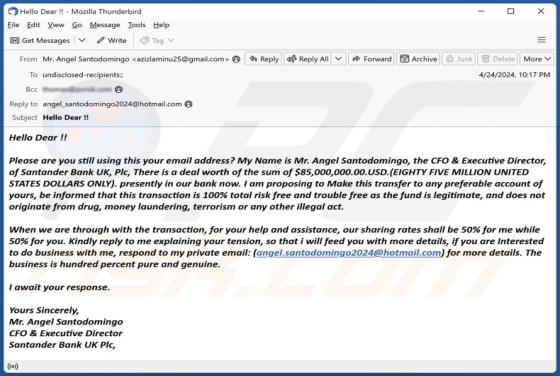 Santander Bank Deal Email Betrug