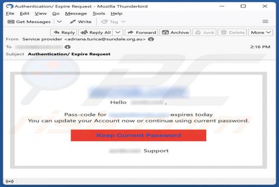 Pass-code Expires Today Email Betrug