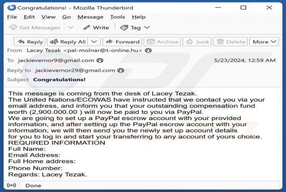 PayPal Escrow Account Email Betrug