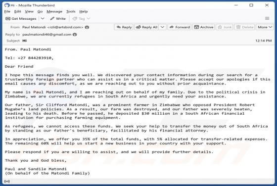 Trustworthy Foreign Partner Email Betrug