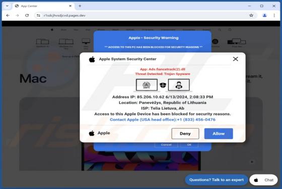 Access To This Apple Device Has Been Blocked POP-UP Betrug (Mac)